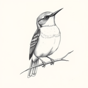 Pencil And Marker Outline Bluebird Tattoo