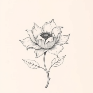 Pencil And Marker Outline Botanical Tattoo