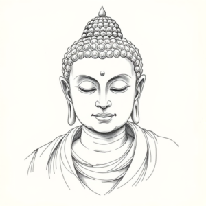 Pencil And Marker Outline Buddha Tattoo