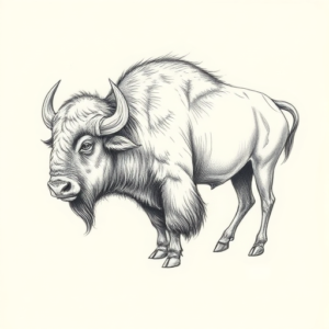 Pencil And Marker Outline Buffalo Tattoo