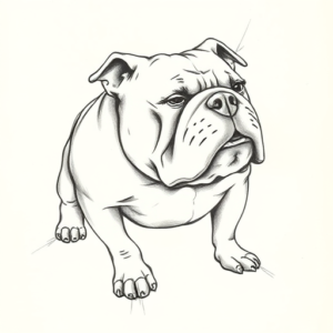 Pencil And Marker Outline Bulldog Tattoo