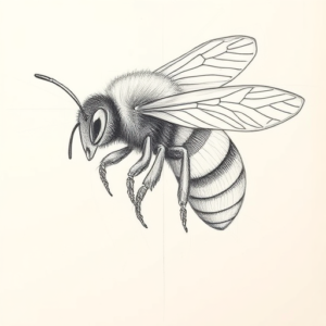 Pencil And Marker Outline Bumblebee Tattoo