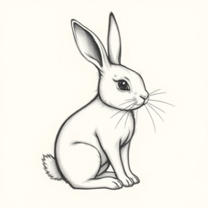 Pencil And Marker Outline Bunny Tattoo