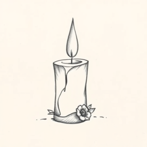 Pencil And Marker Outline Candle Tattoo