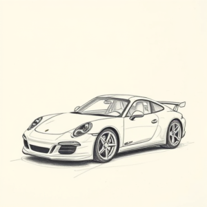 Pencil And Marker Outline Car Tattoo