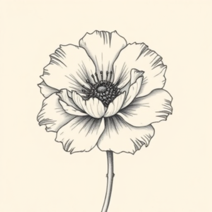 Pencil And Marker Outline Carnation Tattoo