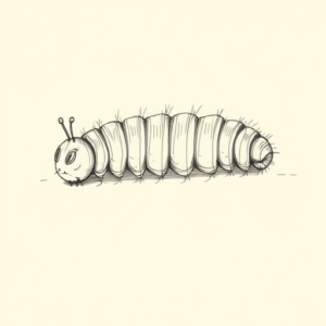 Pencil And Marker Outline Caterpillar Tattoo