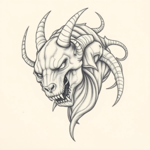 Pencil And Marker Outline Cerberus Tattoo