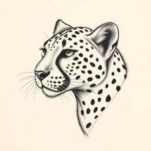 Pencil And Marker Outline Cheetah Tattoo