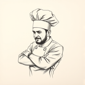Pencil And Marker Outline Chef Tattoo