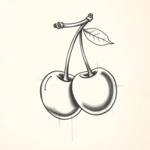 Pencil And Marker Outline Cherry Tattoo