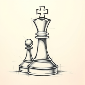 Pencil And Marker Outline Chess Tattoo