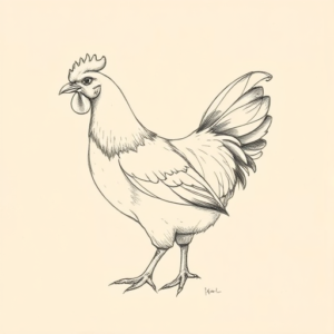 Pencil And Marker Outline Chicken Tattoo