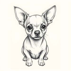 Pencil And Marker Outline Chihuahua Tattoo