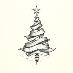 Pencil And Marker Outline Christmas Tattoo