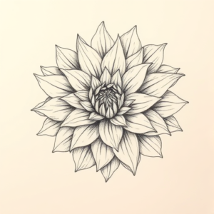 Pencil And Marker Outline Chrysanthemum Tattoo