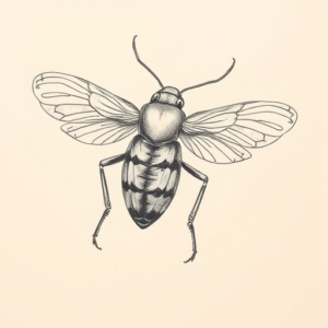 Pencil And Marker Outline Cicada Tattoo