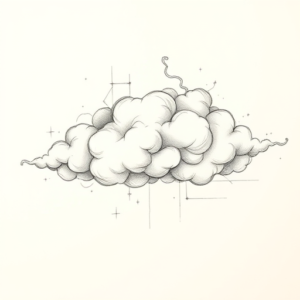 Pencil And Marker Outline Cloud Tattoo