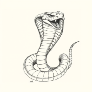Pencil And Marker Outline Cobra Tattoo