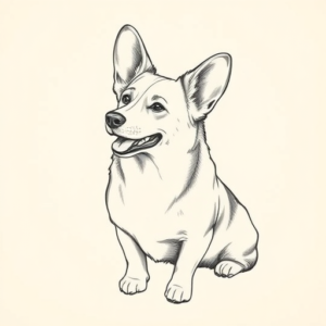 Pencil And Marker Outline Corgi Tattoo