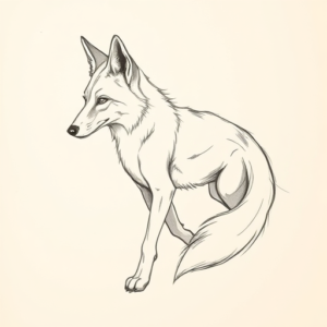 Pencil And Marker Outline Coyote Tattoo