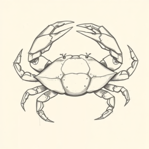 Pencil And Marker Outline Crab Tattoo