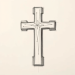 Pencil And Marker Outline Cross Tattoo