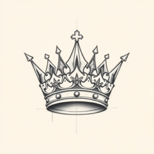 Pencil And Marker Outline Crown Tattoo