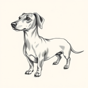 Pencil And Marker Outline Dachshund Tattoo