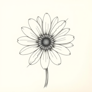 Pencil And Marker Outline Daisy Tattoo