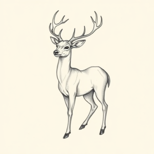 Pencil And Marker Outline Deer Tattoo