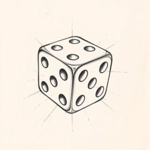 Pencil And Marker Outline Dice Tattoo