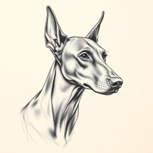 Pencil And Marker Outline Doberman Tattoo