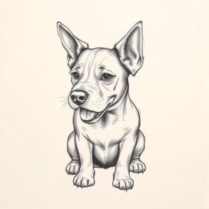 Pencil And Marker Outline Dog Tattoo