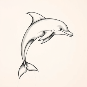 Pencil And Marker Outline Dolphin Tattoo