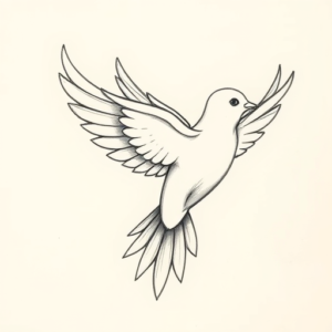 Pencil And Marker Outline Dove Tattoo