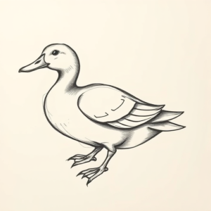 Pencil And Marker Outline Duck Tattoo
