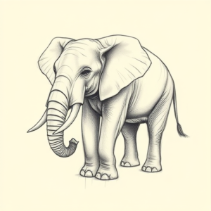 Pencil And Marker Outline Elephant Tattoo