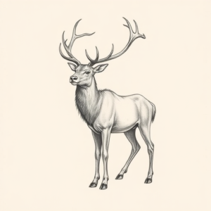 Pencil And Marker Outline Elk Tattoo