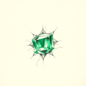 Pencil And Marker Outline Emerald Tattoo