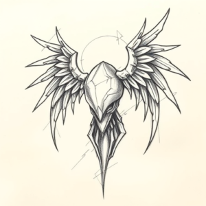 Pencil And Marker Outline Evangelion Tattoo