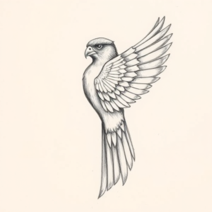 Pencil And Marker Outline Falcon Tattoo