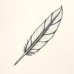 Pencil And Marker Outline Feather Tattoo