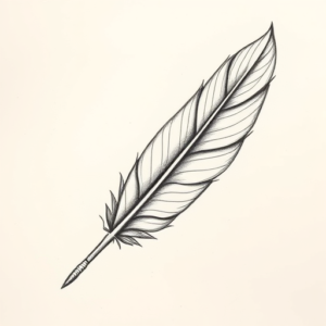 Pencil And Marker Outline Feather Tattoo