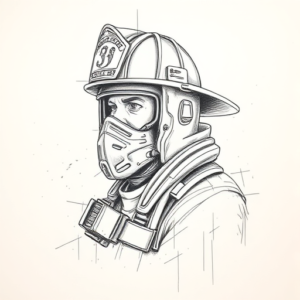 Pencil And Marker Outline Firefighter Tattoo