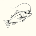 Pencil And Marker Outline Fishing Tattoo