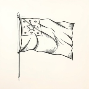 Pencil And Marker Outline Flag Tattoo