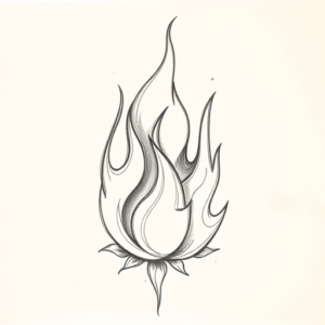 Pencil And Marker Outline Flame Tattoo