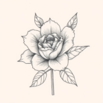 Pencil And Marker Outline Floral Tattoo