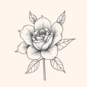 Pencil And Marker Outline Floral Tattoo